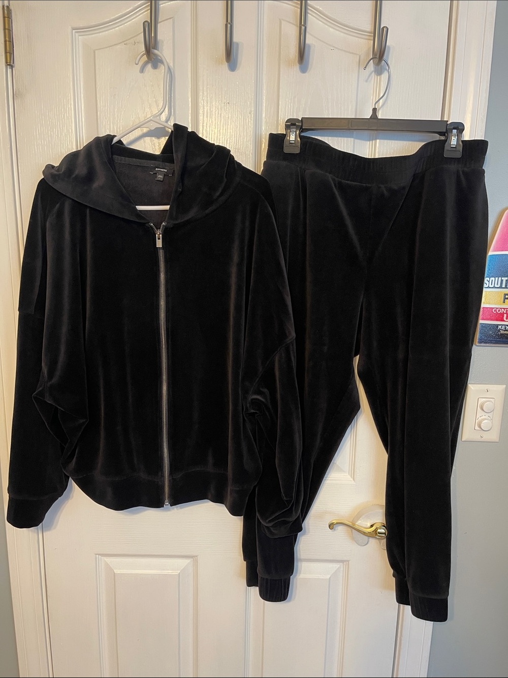 Express Black Velour Zip Hoodie & Jogger Set